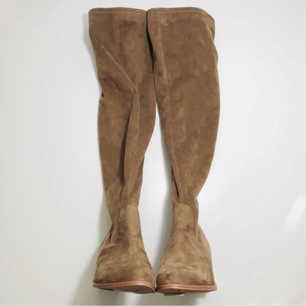NEW Steve Madden Sadie Over-The-Knee Block Heel Boots in Light Taupe size 6.5